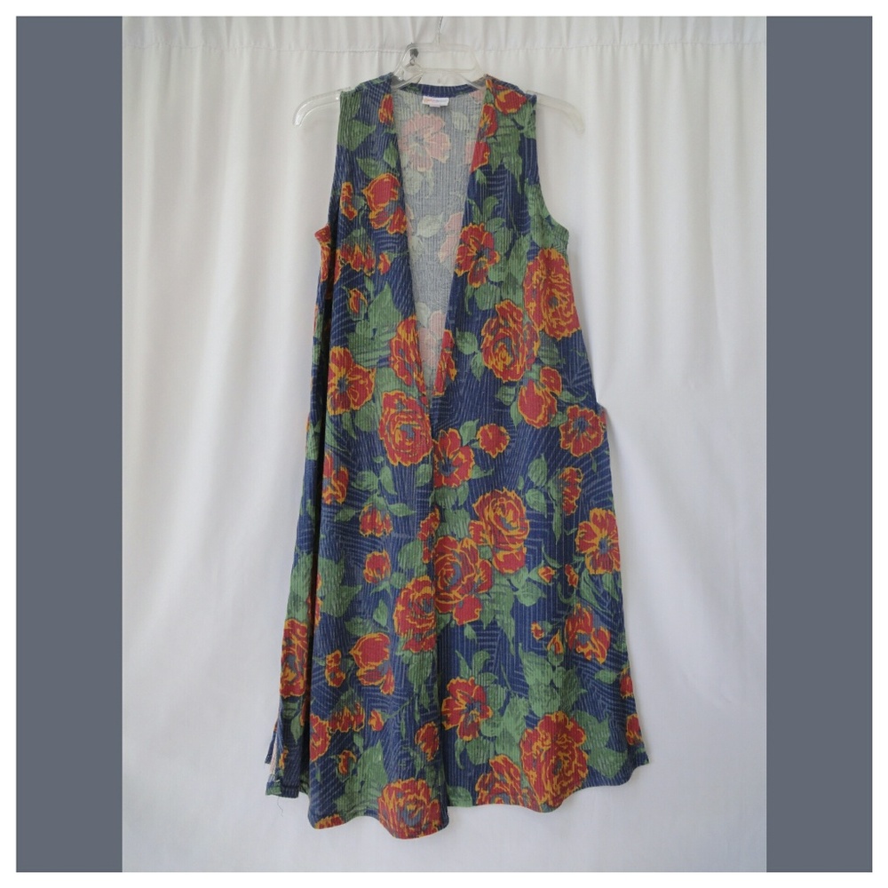 LuLaRoe Joy roses spring/ summer duster vest S